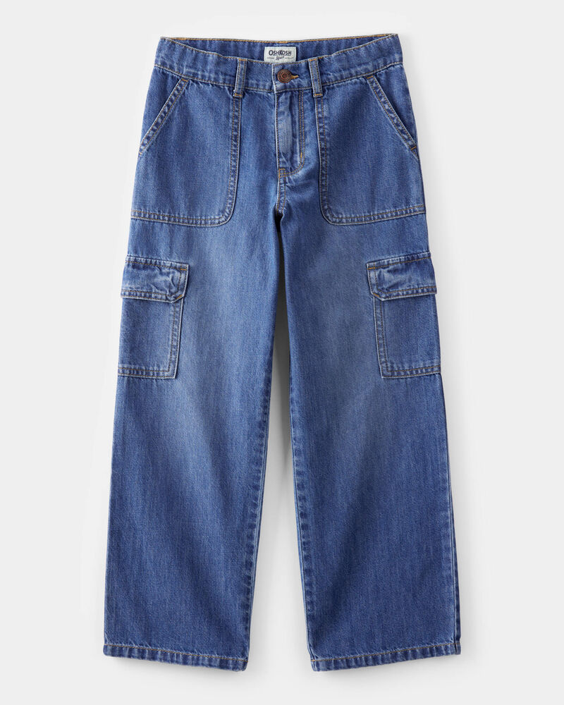 Kid Cargo Denim Jeans - Blue Wash, image 1 of 5 slides