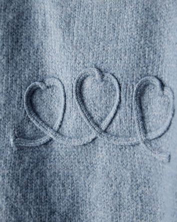 Baby Girl Embroidered Heart Long-Sleeve Sweater - Blue, 