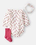 Baby 3-Piece Floral Bubble Outfit Set, image 1 of 3 slides