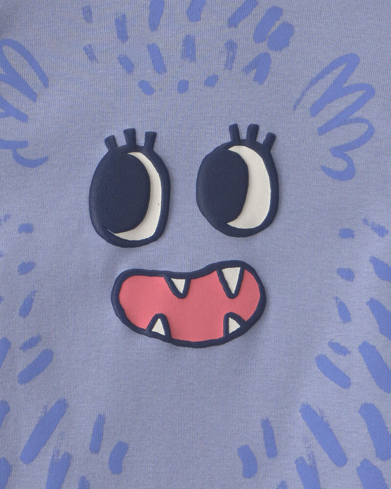 Toddler Girl 4-Piece Monster 100% Cotton Snug Fit Pyjama Set - Blue/Cream, image 6 of 9 slides