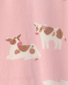 B&eacute;b&eacute; fille - Pyjama ajust&eacute; 1-pi&egrave;ce en DreamPlush avec pieds et fermeture &agrave; glissi&egrave;re double sens &agrave; motif vache - Rose, image 5 sur 5 diapositives