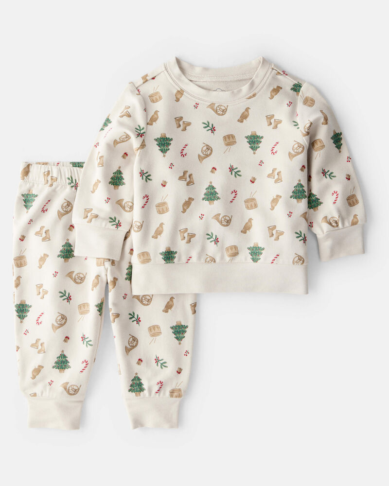 Baby Boy Print PurelySoft Long-Sleeve Tee & Pant Set - White, image 1 of 6 slides