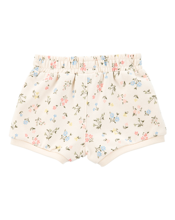 Baby Floral Pull-On French Terry Shorts - Ivory, 