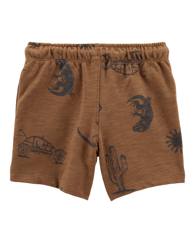 Toddler Desert Print Pull-On Cotton Shorts - Brown, image 4 of 6 slides