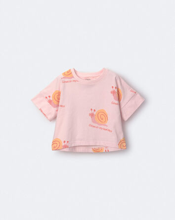 Toddler Girl 'My Own Pace' Snail High-Low Dolman Tee - Blush, 