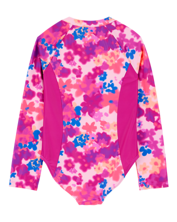Kid 1-Piece Floral Print Rashguard  Swimsuit, 