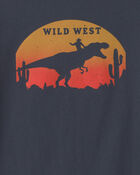 Boys 'Wild West' Dinosaur Long-Sleeve Graphic Tee - Navy Blue, image 2 of 3 slides
