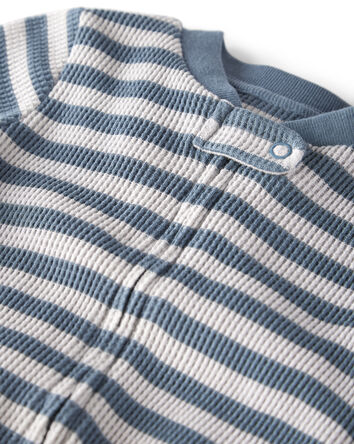 Baby Organic Cotton Sleep & Play Pyjamas in Blue Stripes, 