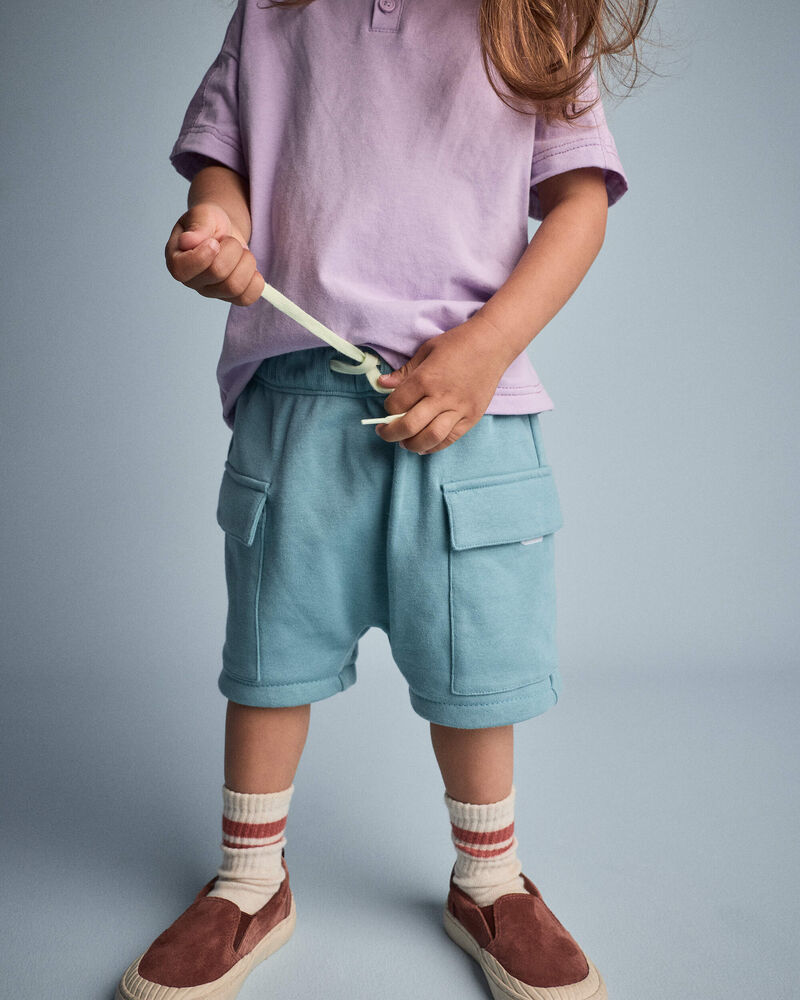 Toddler Boy French Terry Cargo Shorts - Teal, image 3 of 6 slides