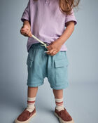 Toddler Boy French Terry Cargo Shorts - Teal, image 3 of 6 slides