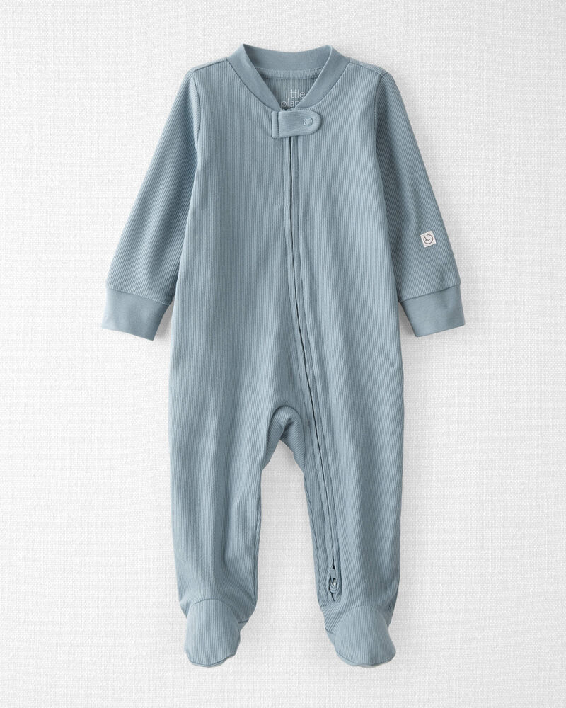 Baby Organic Cotton Sleeper Pyjamas in Blue, image 1 of 5 slides