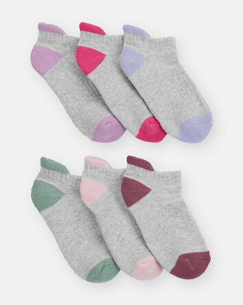 Girls 6-Pack No Show Socks - Gray, 