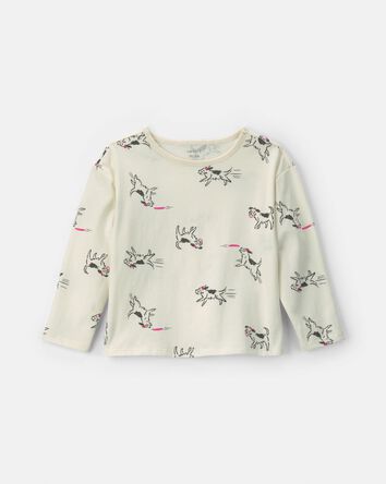 Toddler Girl Dog Long-Sleeve Top - Cream, 