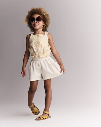 Tout-petit fille - Short ample en molleton avec poches - Cr&egrave;me, 