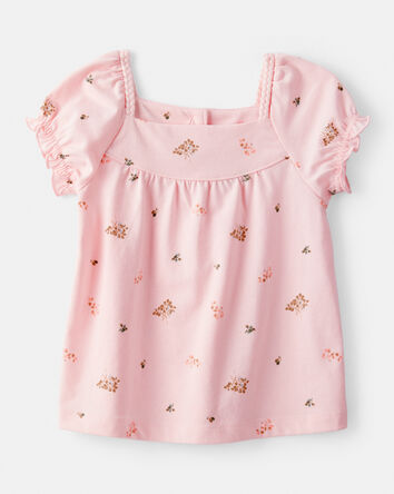 Tout-petit fille - Haut à manches courtes à fleurs - Rose, 