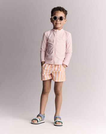 Tout-petit gar&ccedil;on - Short maillot de bain &agrave; rayure d&eacute;centr&eacute;e - Rose/Orange p&acirc;le, 