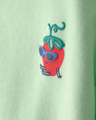 Baby Girl Strawberry French Terry Pullover Sweatshirt - Green, image 3 of 6 slides