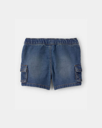 Baby Boy Denim Drawstring Cargo Shorts - Dark Wash, 