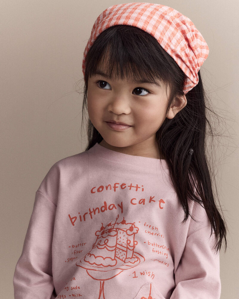 Toddler Girl Gingham Bandana Hair Scarf - Orange, image 1 of 7 slides