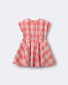 Toddler Girl Avenue Twirl&trade; Gingham Scalloped Dress - Light Pink/Orange, image 2 of 7 slides
