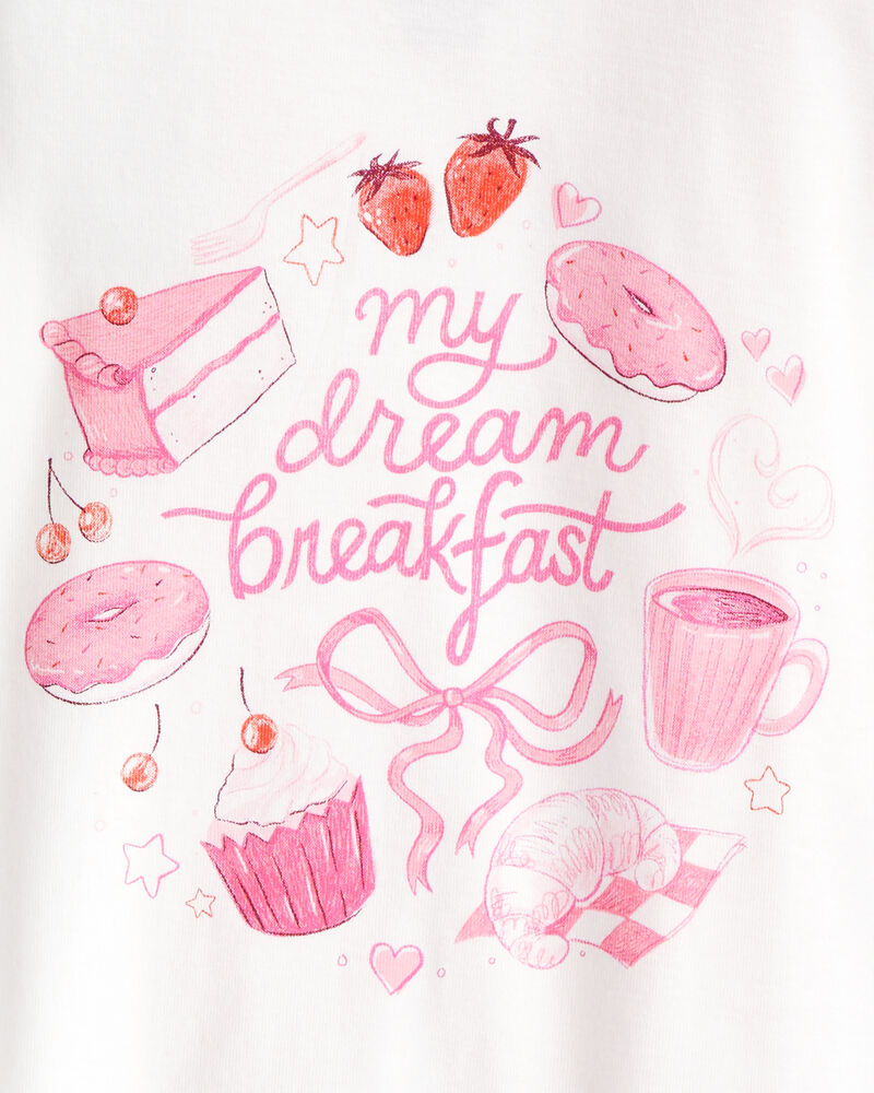 Girls Desserts 100% Cotton Snug Fit 4-Piece Pyjamas - Pink/White, image 2 of 5 slides