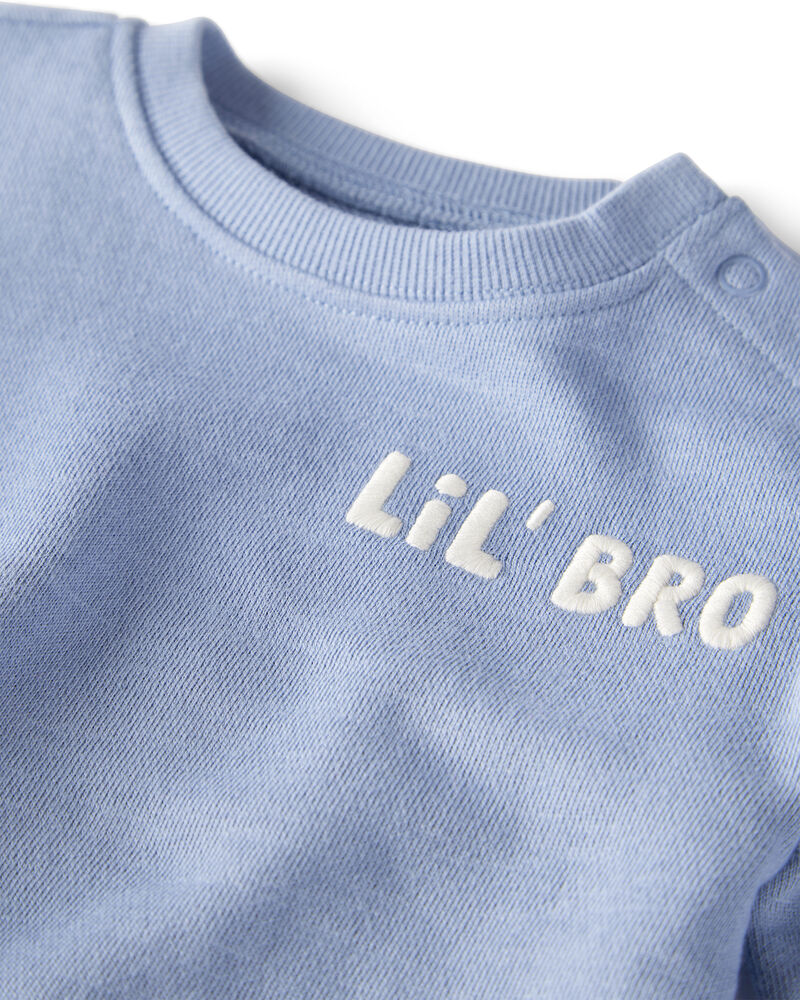 Baby Boy Organic Cotton Lil' Bro Bubble, image 2 of 4 slides