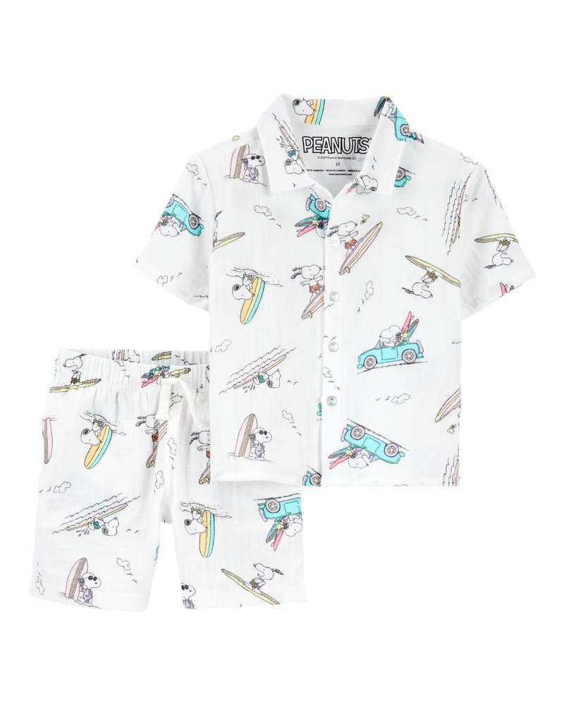 Toddler Boy Snoopy 2-Piece Gauze Outfit Set, image 1 of 3 slides