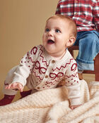 B&eacute;b&eacute; fille - Combinaison en tricot de coton biologique motif jacquard, image 5 sur 6 diapositives