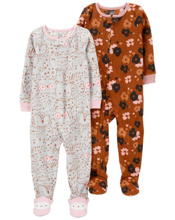 Emballage De 2 Pyjamas En Molleton À Fermeture À Glissière, 