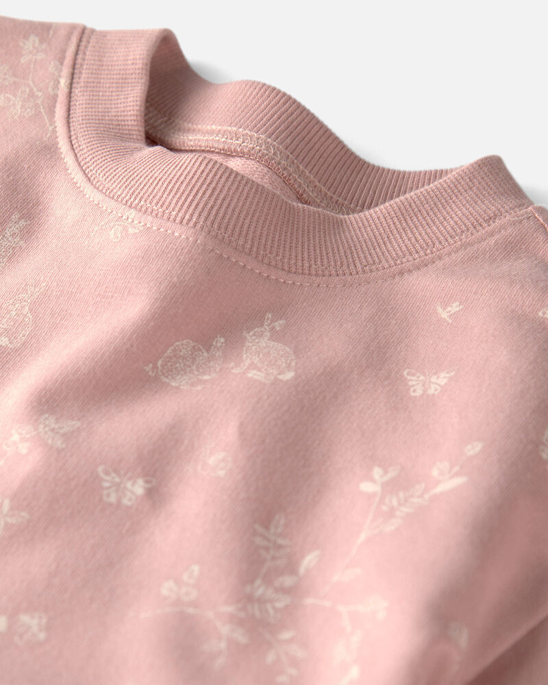 Toddler Girl Organic Cotton Dress in Pink Bunnies Print, image 3 of 5 slides