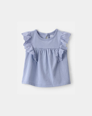 Baby Girl Eyelet-Sleeve Top - Blue, 