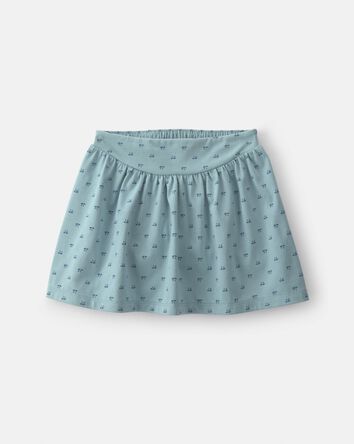 Girls Bow Cotton Skort - Blue, 