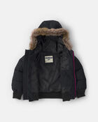 Toddler Girl Sleek Bubble Urban Jacket- Black, image 2 of 4 slides