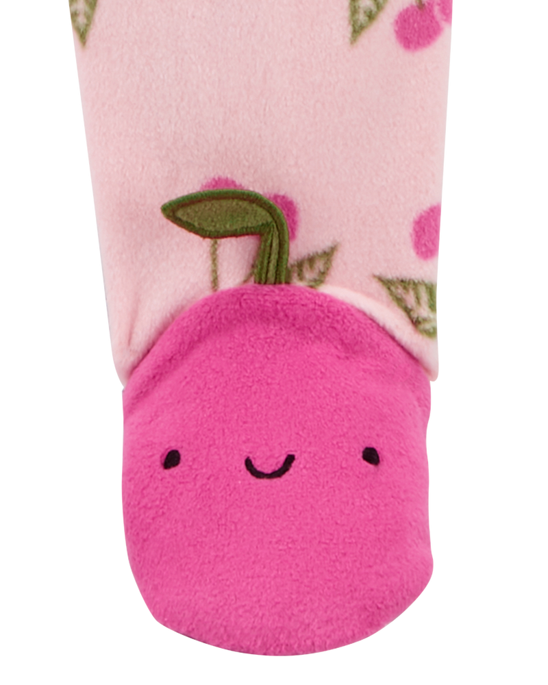 Baby 1-Piece Cherry Fleece Footie Pyjamas, image 2 of 5 slides