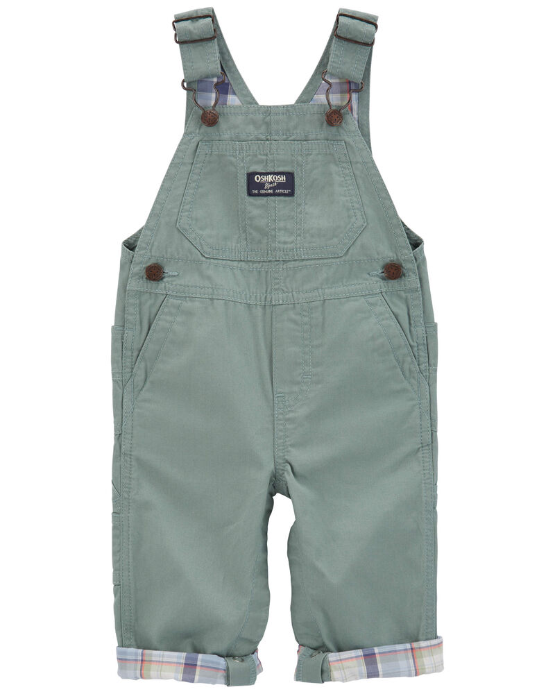 Baby Plaid Lined Lightweight Canvas Overalls, image 1 of 4 slides