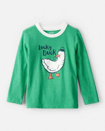 Tout-petit gar&ccedil;on - T-shirt graphique &agrave; manches longues Lucky Duck pour la f&ecirc;te de la Saint-Patrick - Vert, 