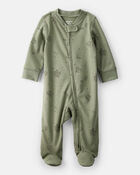 Baby Boy Dragon Print 100% Cotton Long-Sleeve Sleeper - Green, image 1 of 4 slides