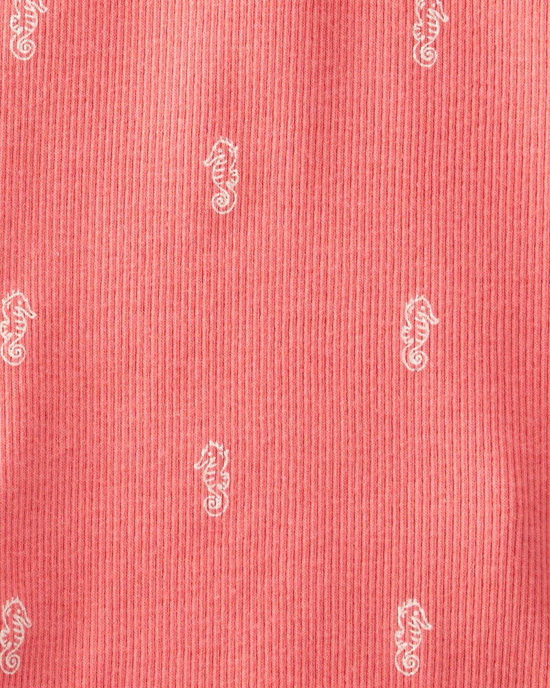 Toddler Organic Cotton Knit Seahorse-Print Romper, image 3 of 3 slides