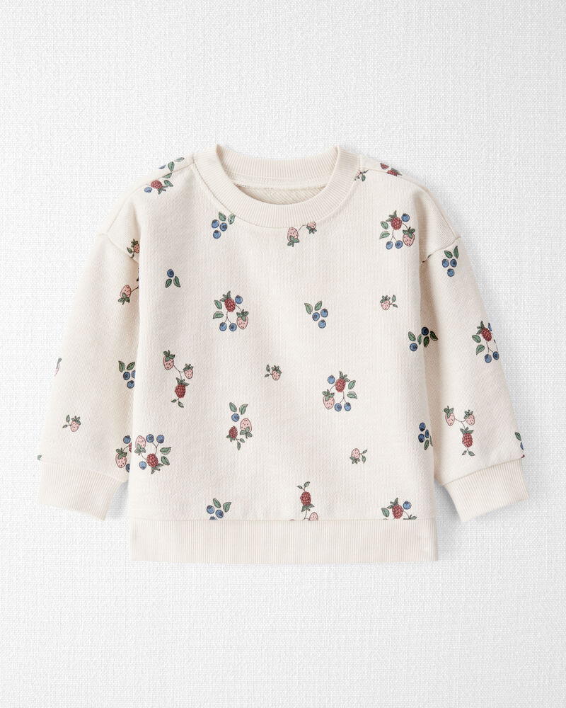 Baby Organic Cotton French Terry Sweatshirt in Berry Blossom Print, image 1 of 5 slides