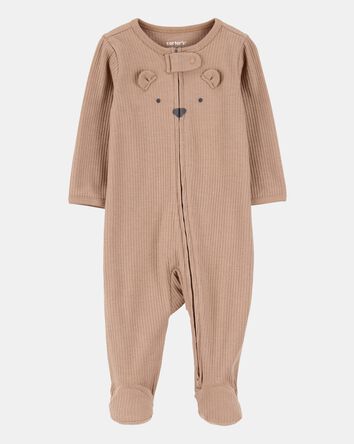 Baby Bear 2-Way Zip Ribbed Sleeper pyjamas, 