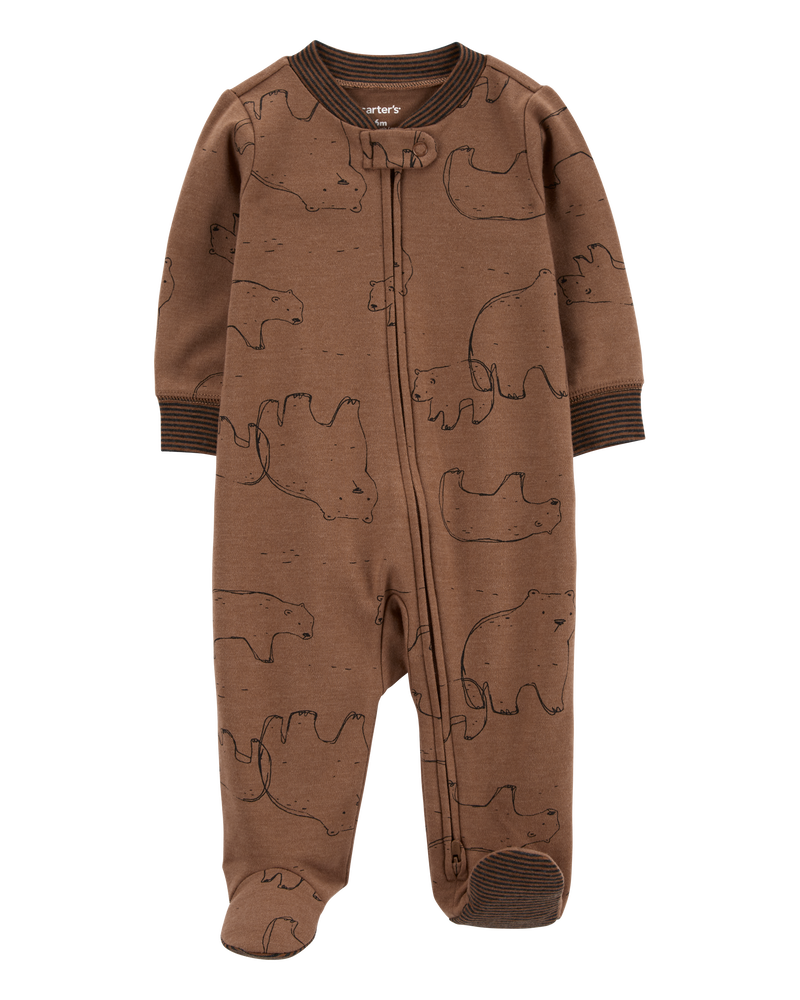 Baby Polar Bear 2-Way Zip Cotton Blend Sleeper, image 2 of 5 slides