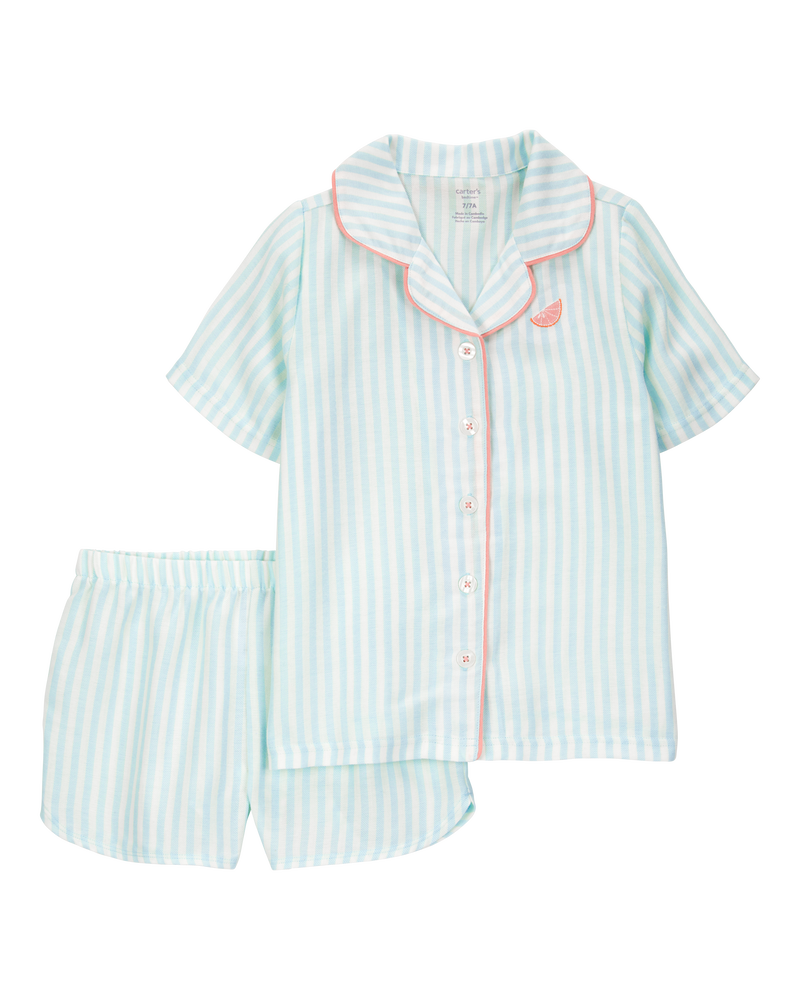 Kid Striped Loose Fit 2-Piece Pyjamas - Mint, image 1 of 4 slides