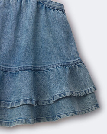 Toddler Girl Ruffle Denim Skirtall in Avenue Wash - Blue, 