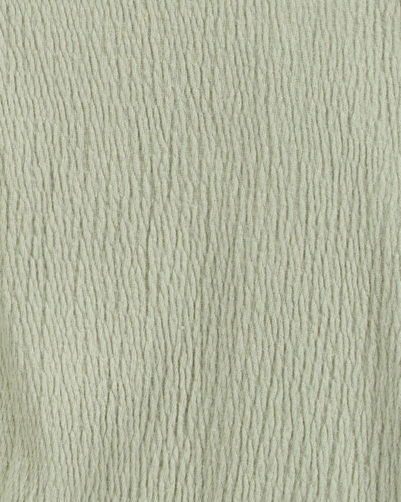 Kid Gauze Long-Sleeve Button-Up Top - Green, image 2 of 3 slides