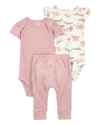 Bébé Ensemble 3 pièces Little Character® à éléphant - Rose, image 1 sur 4 diapositives