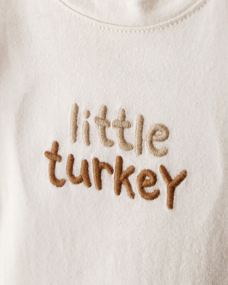 Baby Thanksgiving Little Turkey Cotton Long-Sleeve Graphic Bodysuit - Cream, image 2 of 4 slides