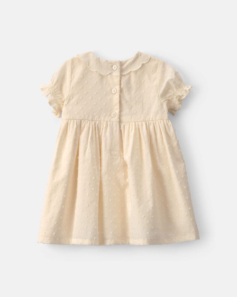 Baby Girl Swiss Dot Short-Sleeve Dress - Cream, image 2 of 6 slides