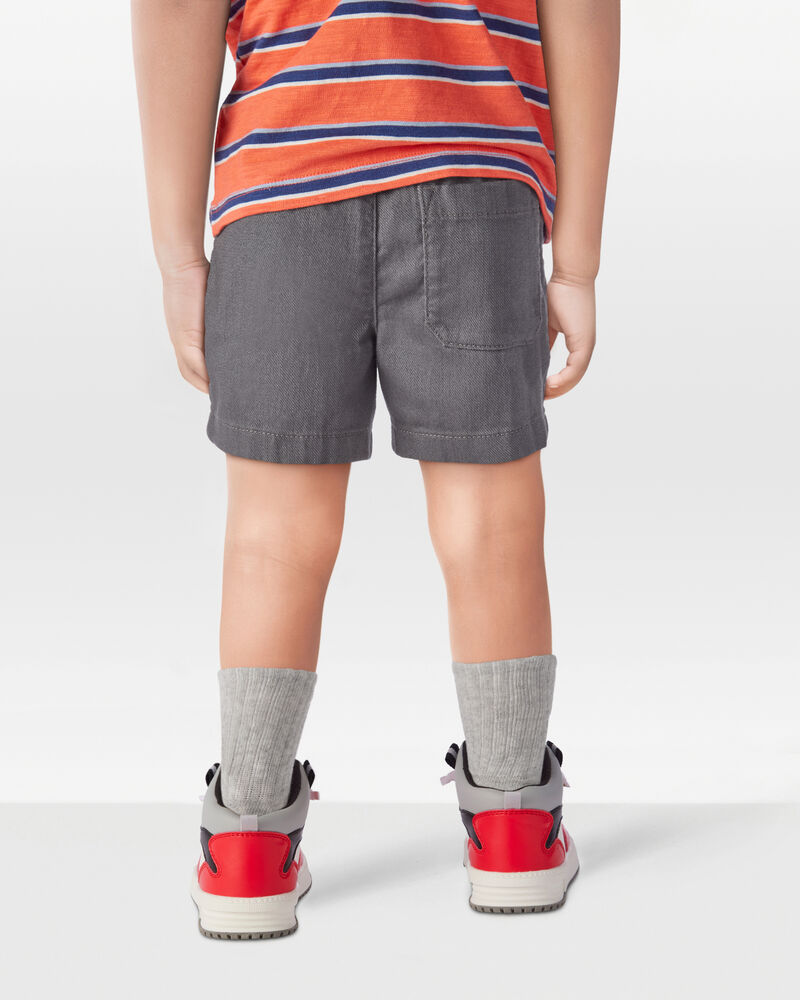 Toddler Pull-On Twill Shorts - Grey, image 3 of 6 slides