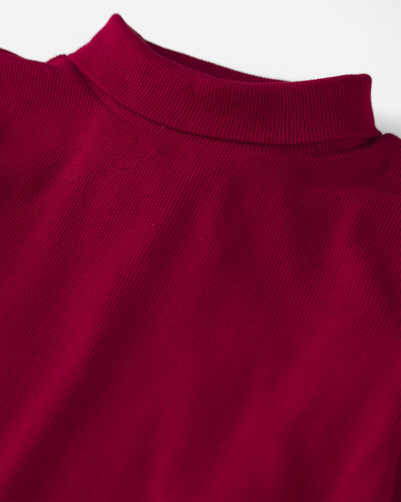 Toddler Girl 2-Pack Organic Cotton Ribbed Mock Neck Tops, image 2 of 5 slides