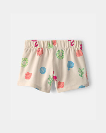 Tout-petit fille - Short en jersey bouclette de th&egrave;me plage  - Cr&egrave;me, 